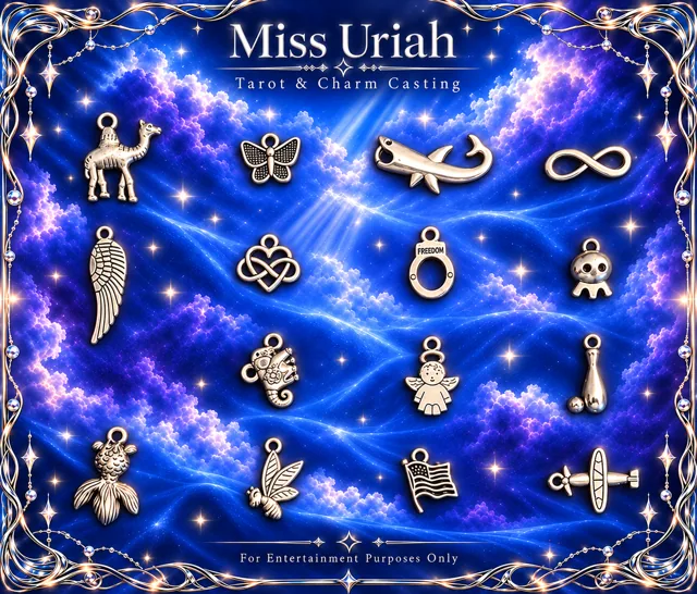 Miss Uriah silver charm reference sheet: Camel Shark Handcuff Bowling Bee Flag